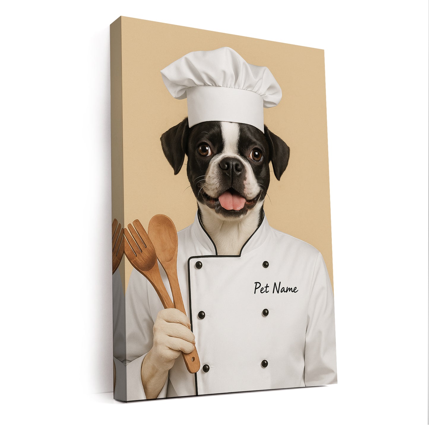 Custom Dog Chef Potrait Canvas Gift For Dog Lovers