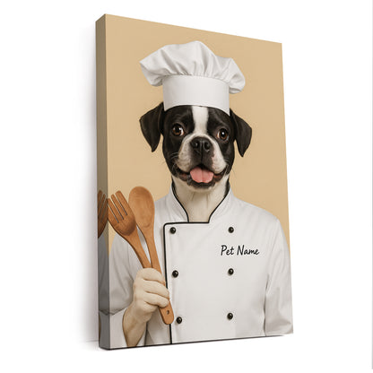Custom Dog Chef Potrait Canvas Gift For Dog Lovers