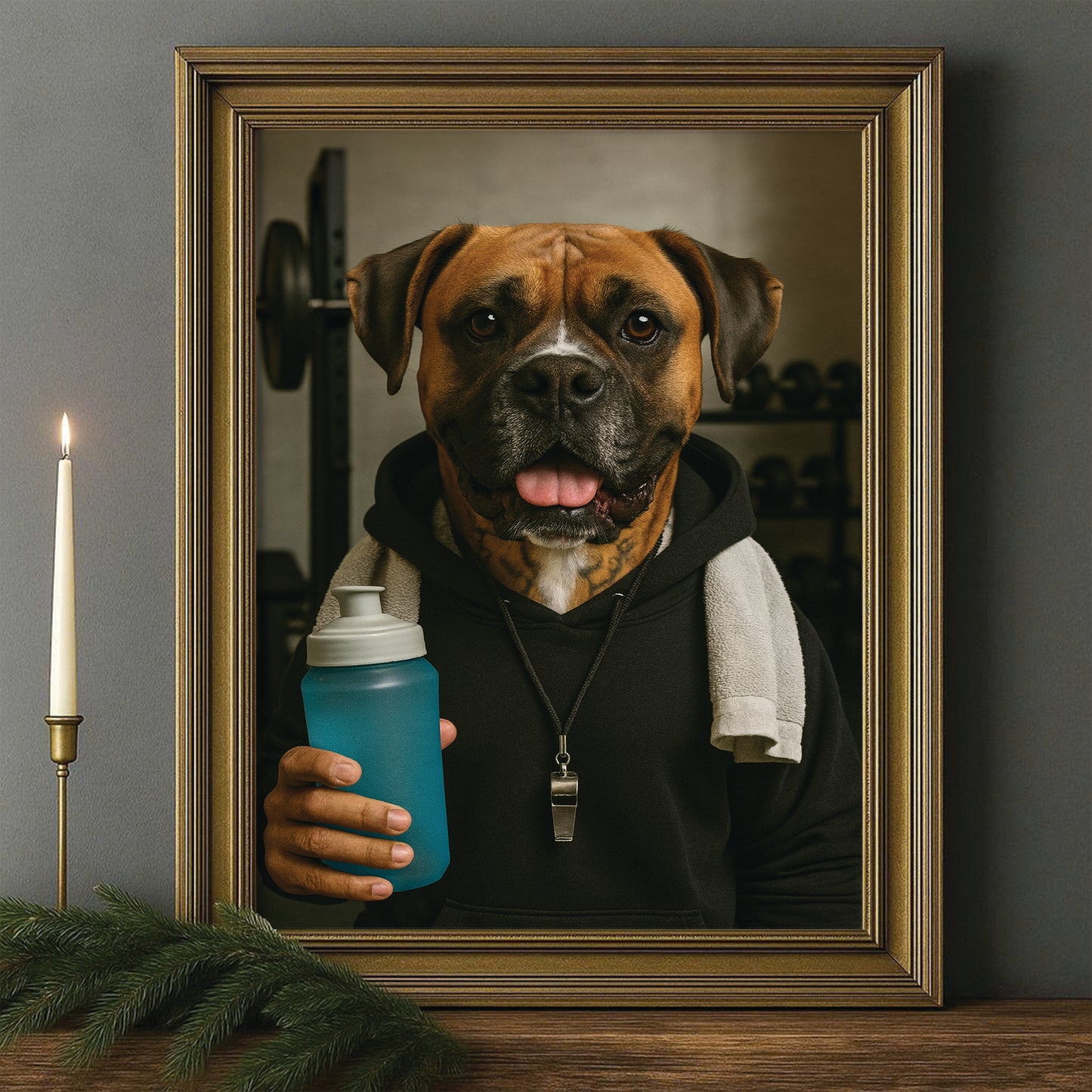 Custom Photo Personal Trainer Dog Canvas Framed Wall Art Gift For Dog Lovers