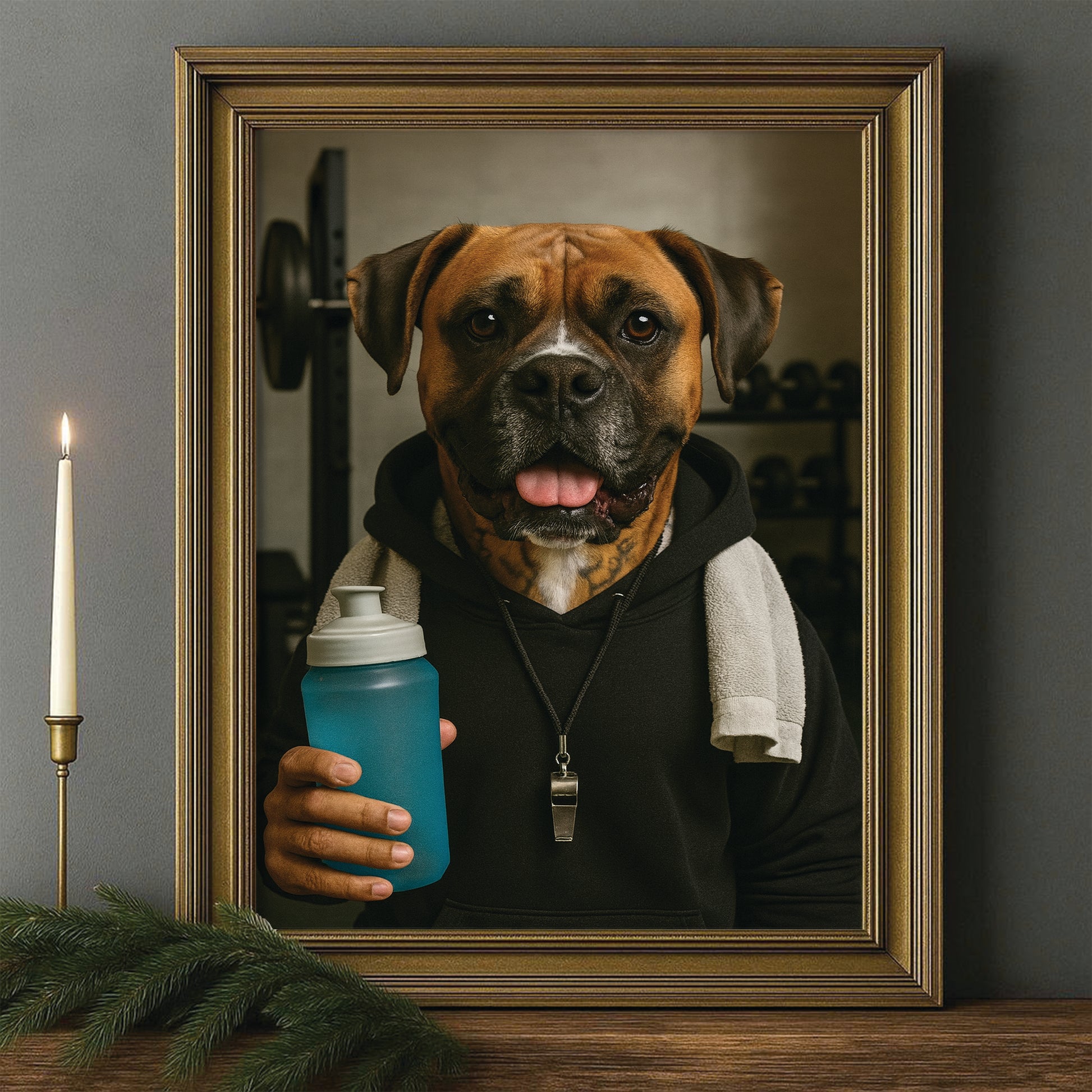 Custom Photo Personal Trainer Dog Canvas Framed Wall Art Gift For Dog Lovers