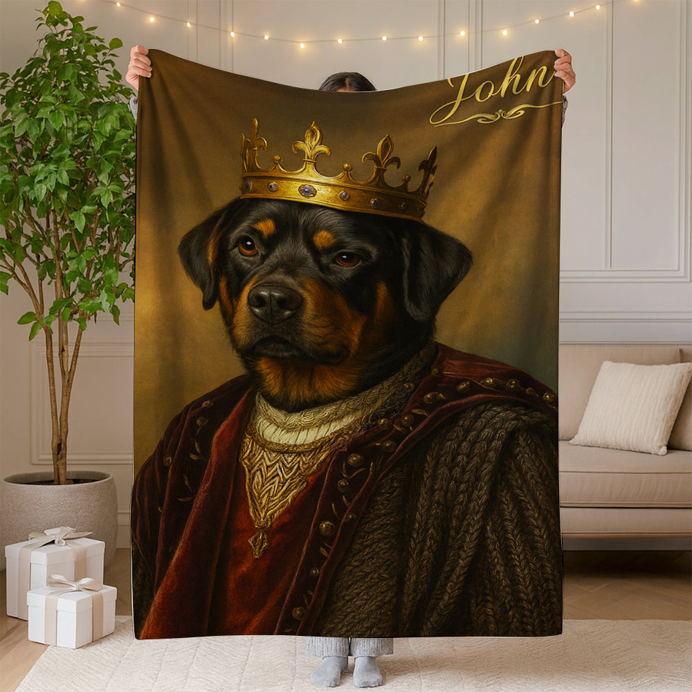 Custom Photo Crown King Dog BlanketGift For Dog Lovers