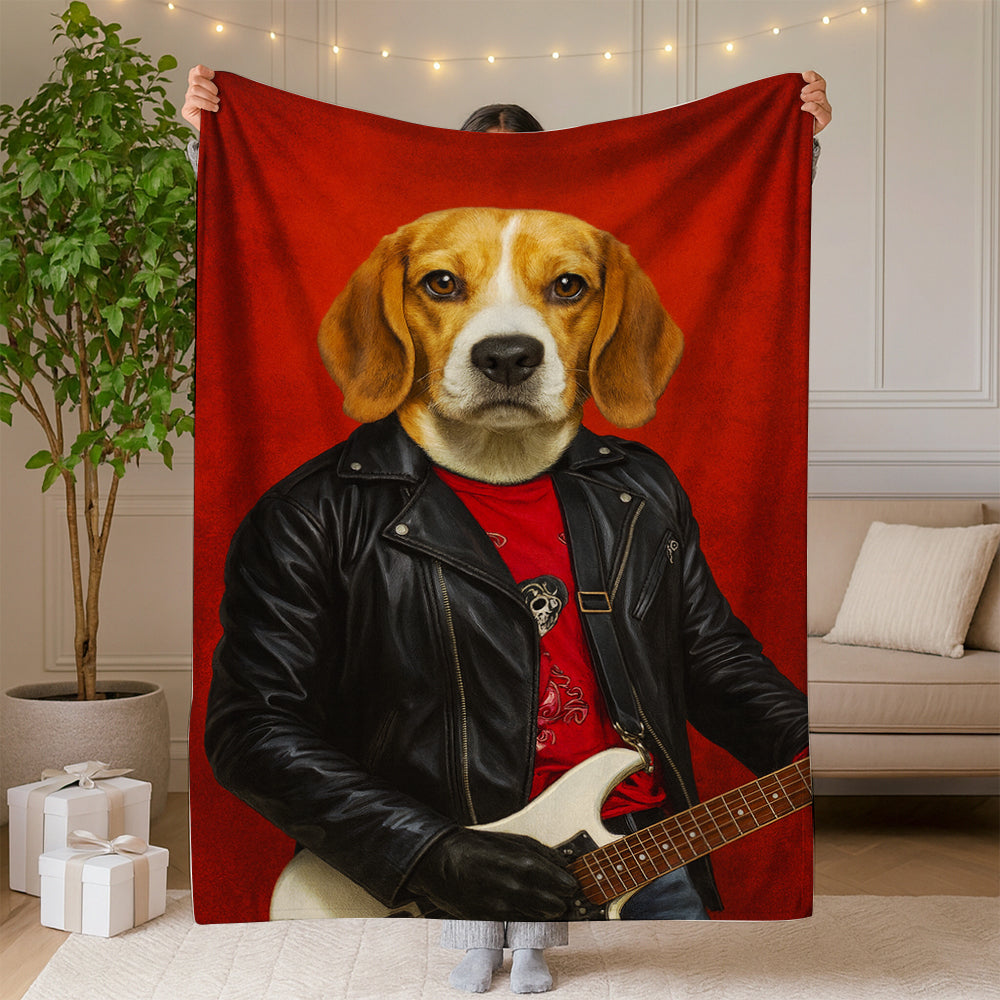 Custom Photo Guitarist Dog BlanketGift For Dog