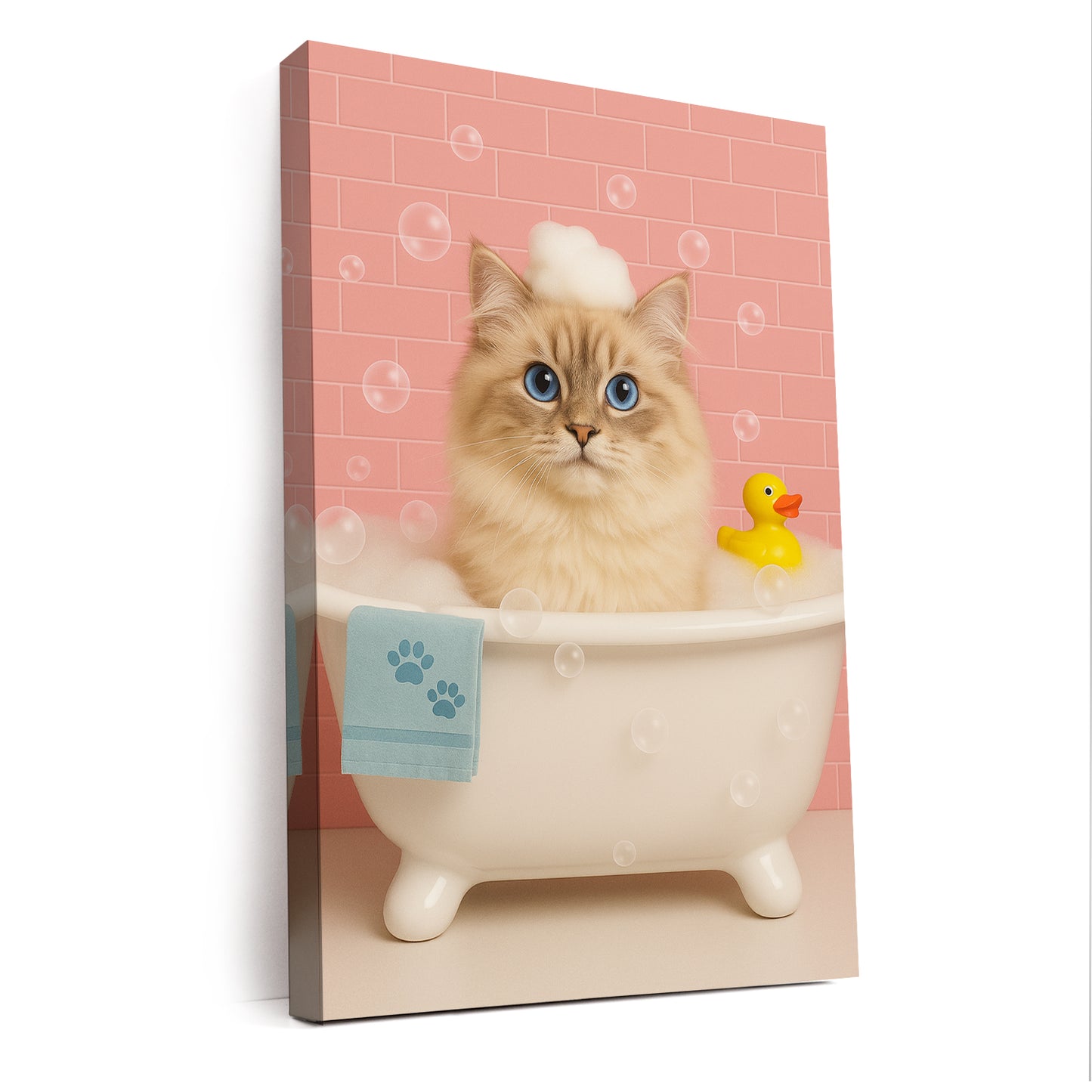Custom Photo Cat In Bath Canvas Gift For Cat Lovers
