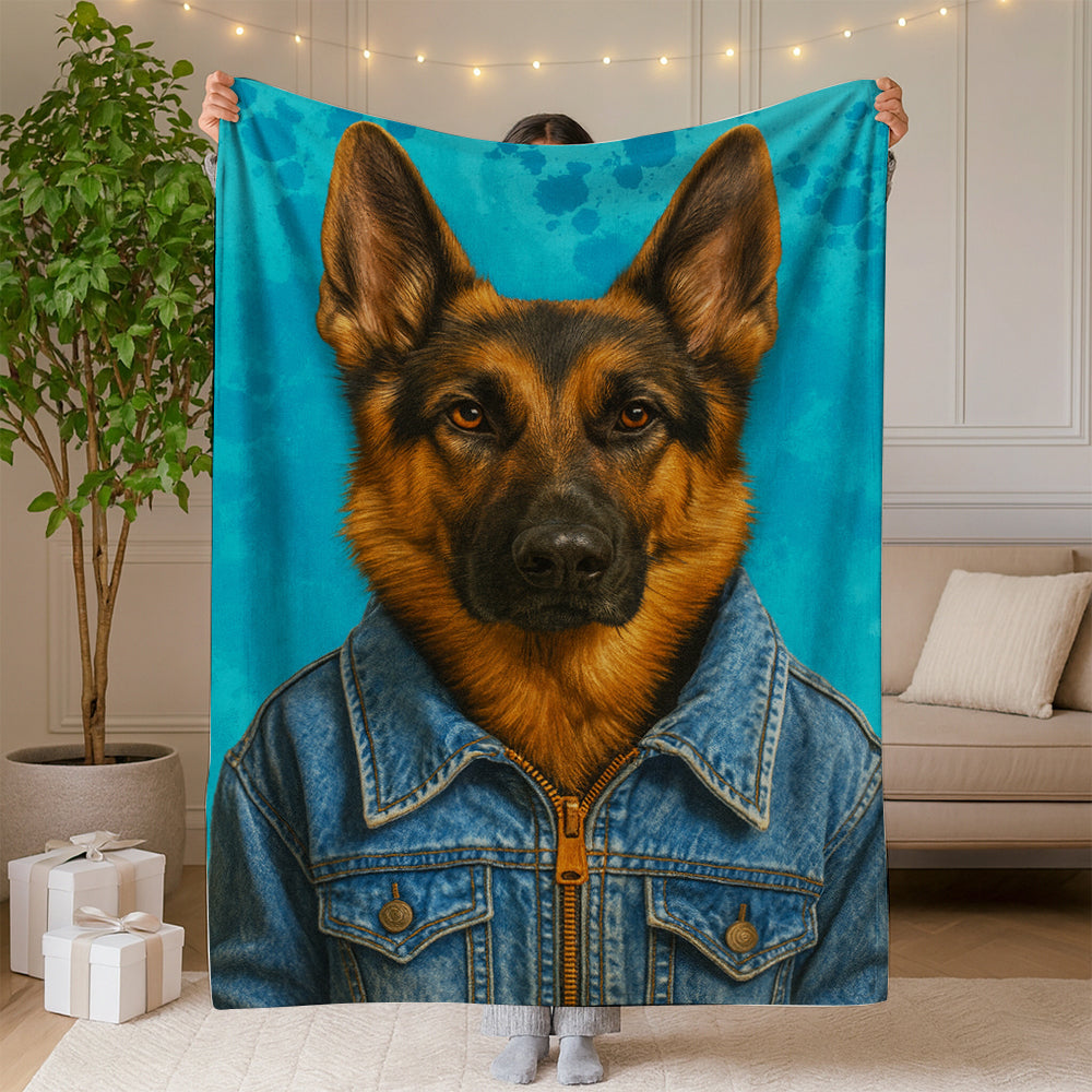 Custom Photo Denim Dog BlanketGift For Dog Lovers