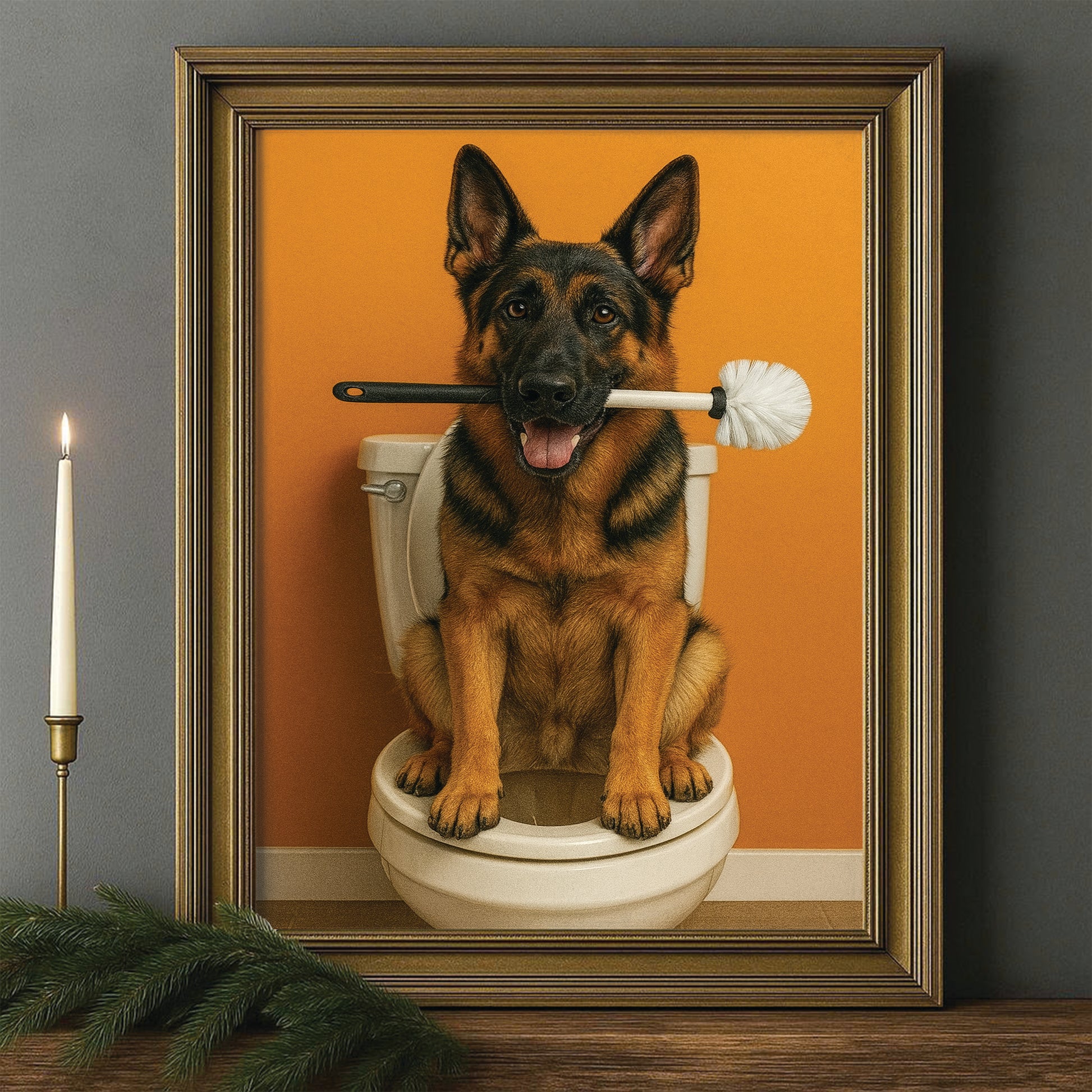 Custom Photo Dog Bathroom Style 31 Canvas Framed Wall Art Gift For Dog Lovers