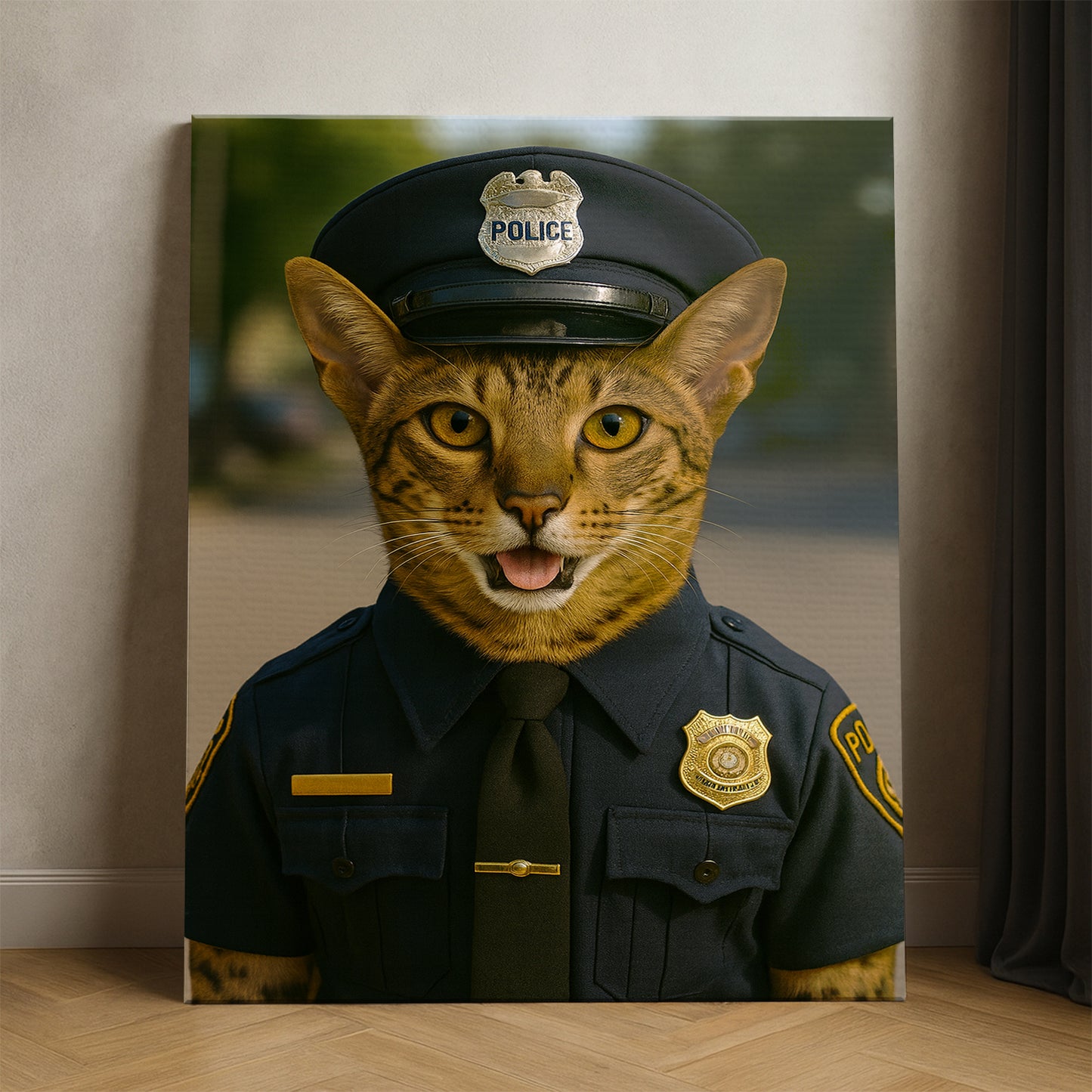 Custom Photo Police 2 Cat Canvas Gift For Cat Lovers