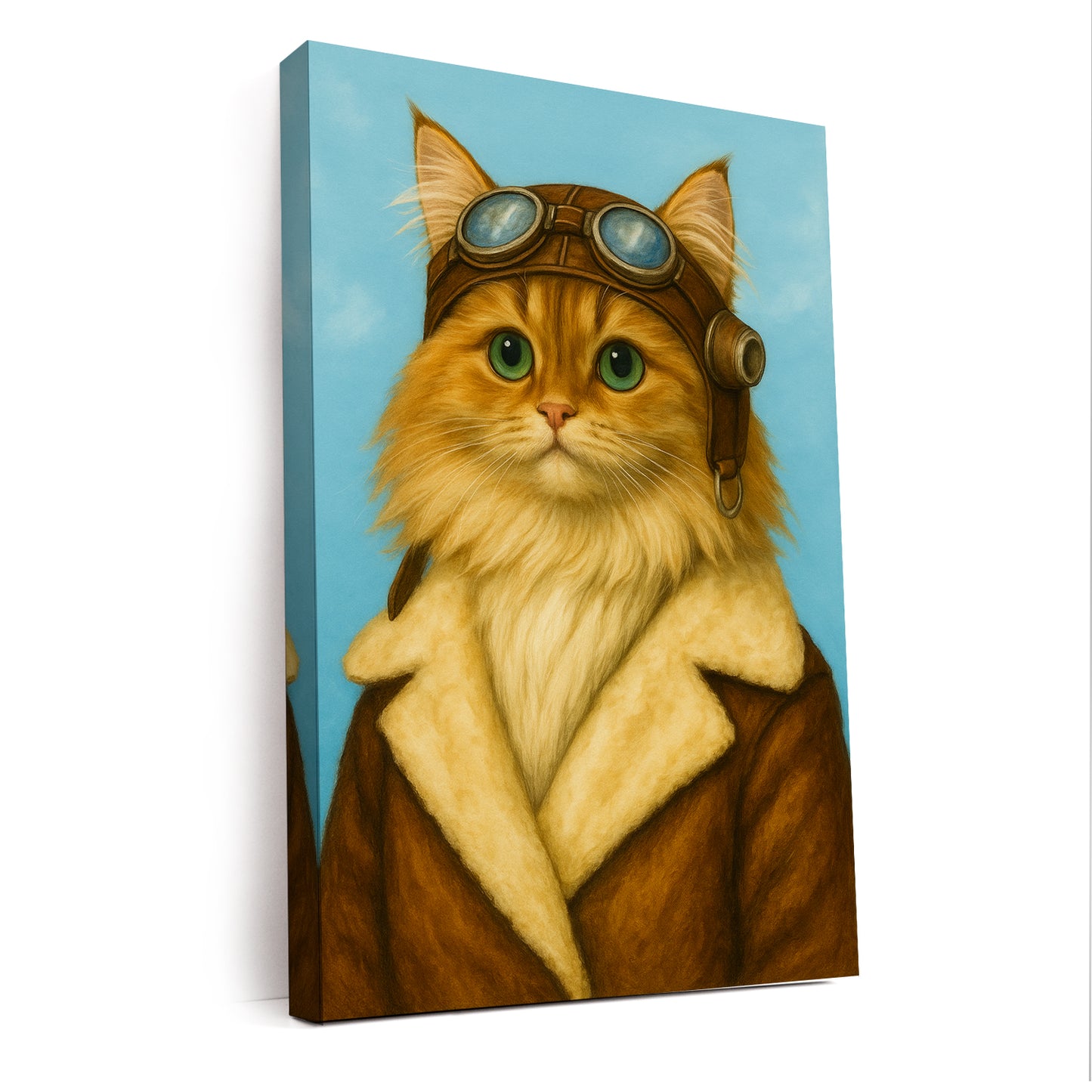 Custom Photo Portrait Pilot Canvas Gift For Cat Lovers