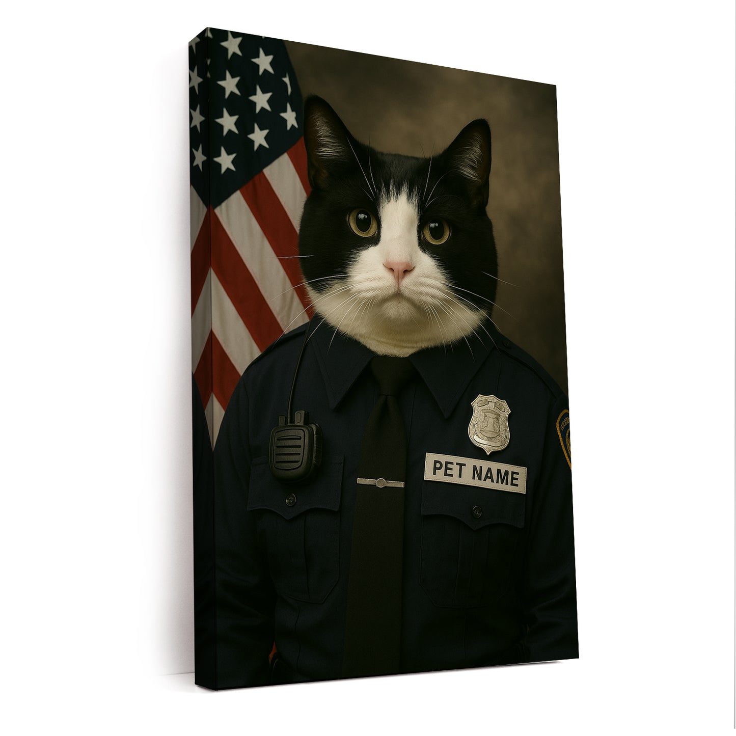 Custom Cat Photo Policeman Canvas _ Gift For Cat Lovers