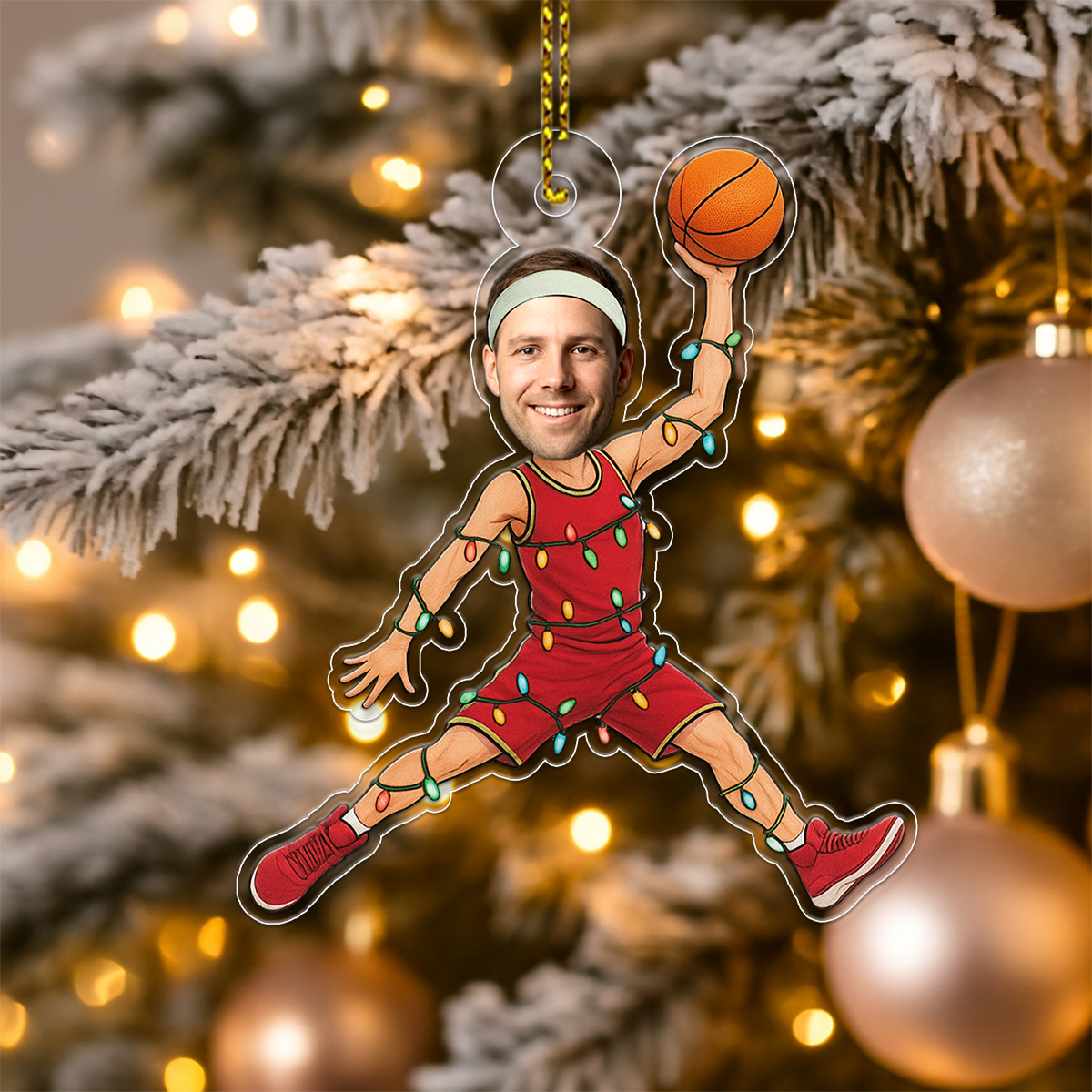 Custom Photo Christmas Basketball Players Acrylic Ornament Christmas Gift