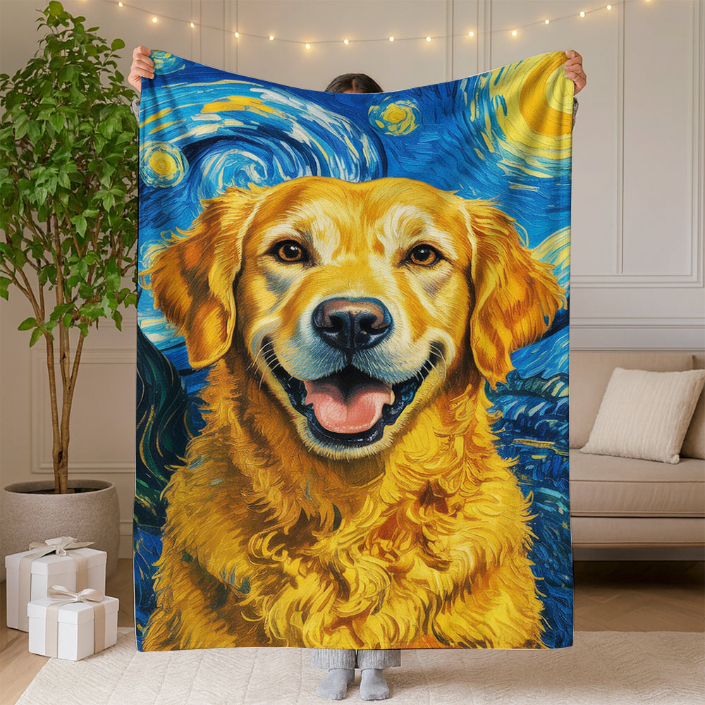 Custom Photo Dog Starry Night Blanket Gift For Dog Lover