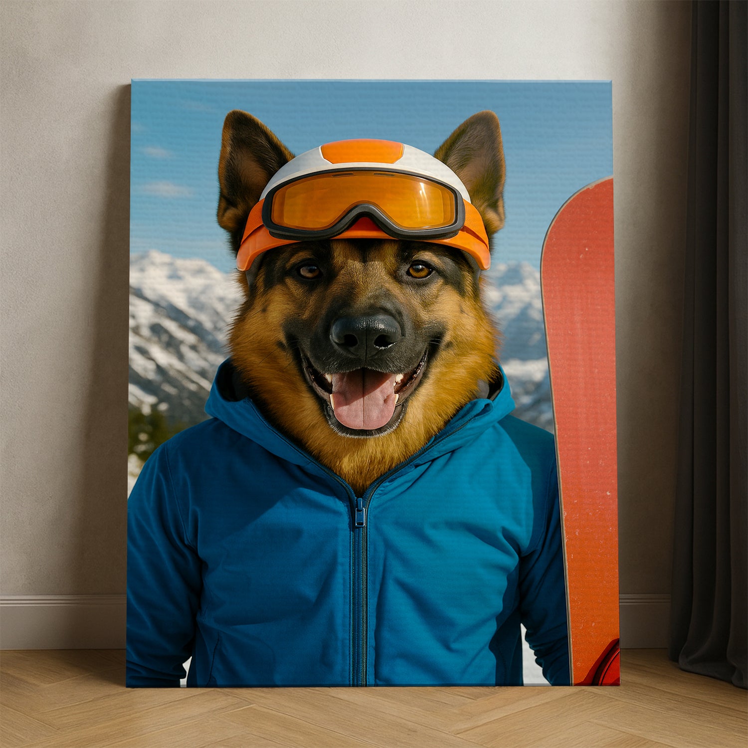Custom Photo Snowboarder Dog Canvas Gift For Dog Lovers