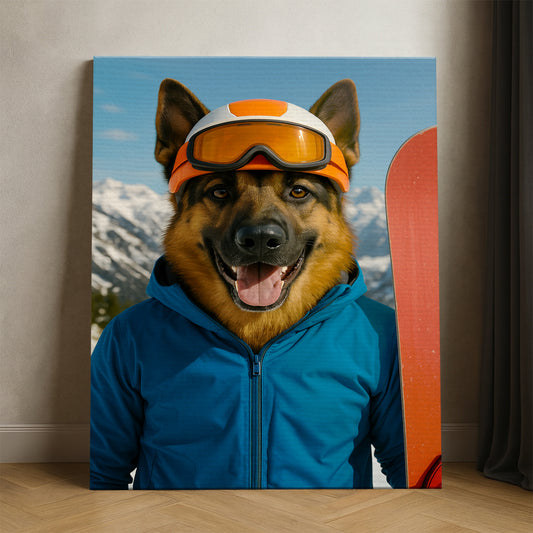 Custom Photo Snowboarder Dog Canvas Gift For Dog Lovers