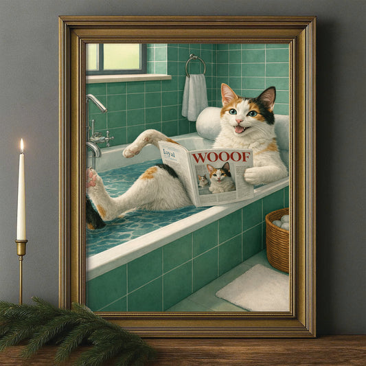 Custom Photo Cat Bathroom Style 22 Canvas Framed Wall Art Gift For Cat Lovers