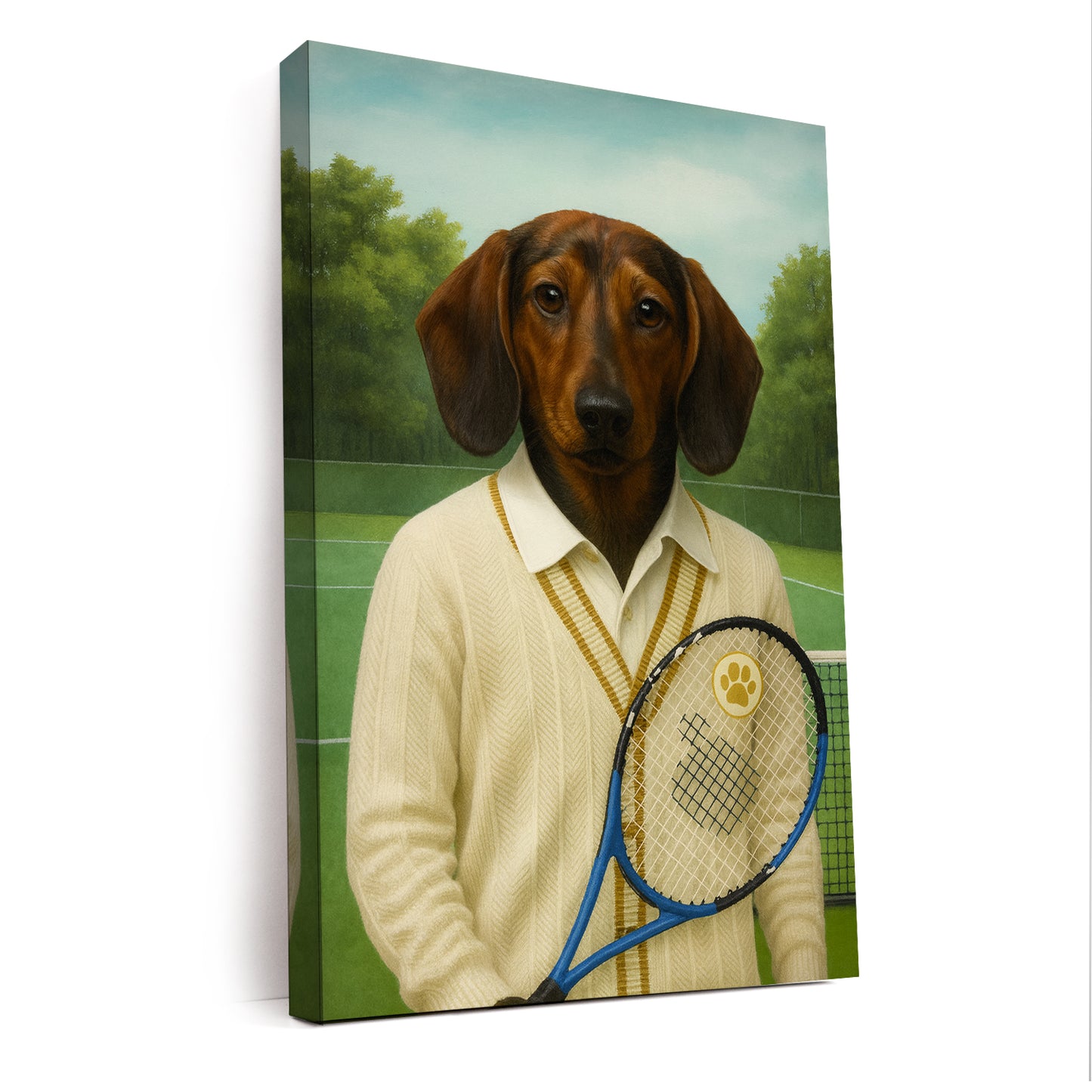Custom Photo Tennis Player Dog Canvas