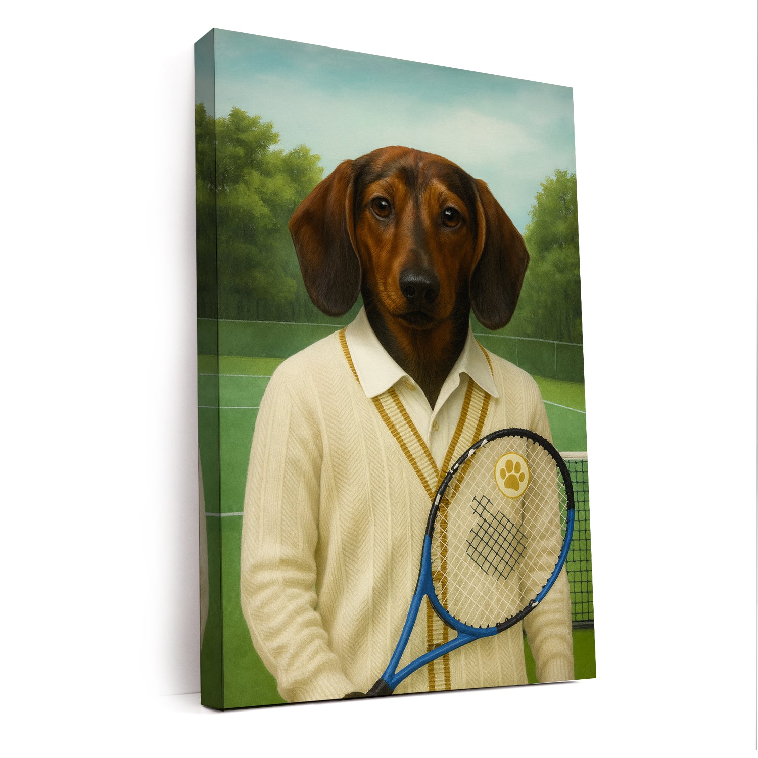 Custom Photo Tennis Player Dog Canvas