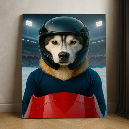 Custom Photo Bobsled Winter Race Dog Canvas Gift For Dog Lovers