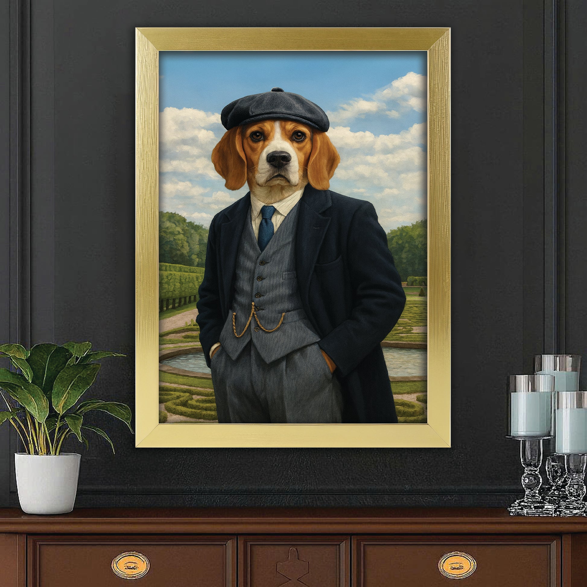 Custom Photo Pawky Blinder Dog Canvas Framed Wall Art