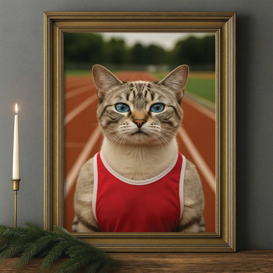 Custom Photo Runner Cat Canvas Framed Wall Art Gift For Cat Lovers