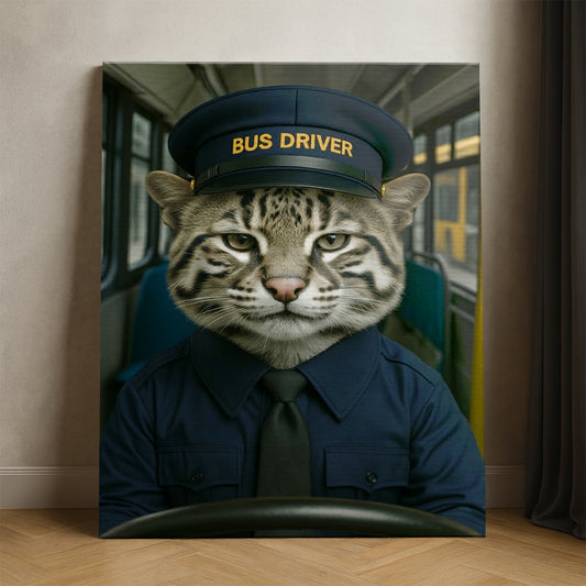 Custom Photo Bus Driver Cat Canvas Gift For Cat Lovers