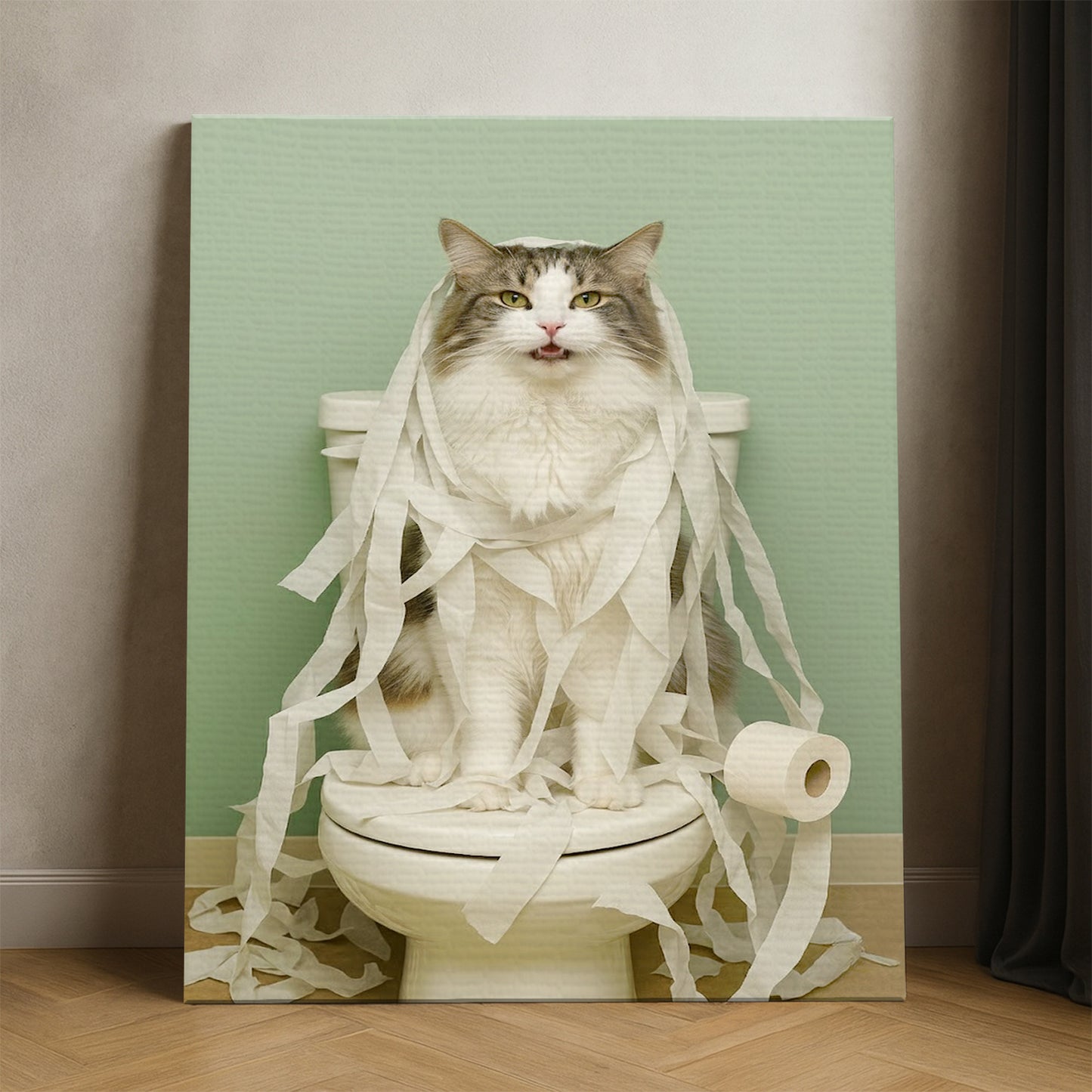 Custom Photo Cat Bathroom Style 26 Canvas Gift For Cat Lovers