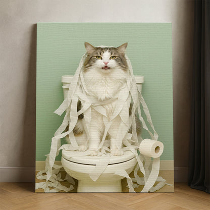 Custom Photo Cat Bathroom Style 26 Canvas Gift For Cat Lovers