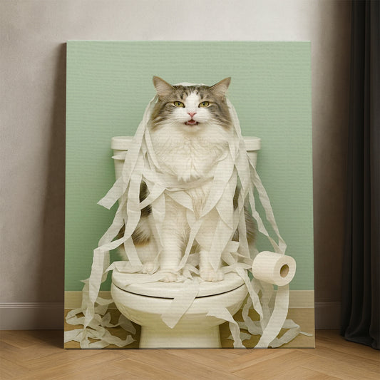 Custom Photo Cat Bathroom Style 26 Canvas Gift For Cat Lovers