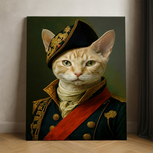 Custom Photo Portrait Royal Cat Canvas Gift For Cat Lovers