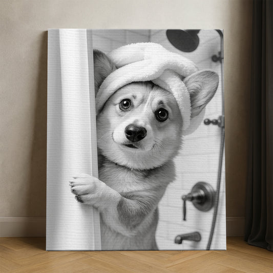 Custom Photo Dog Bathroom Canvas Gift For Dog Lovers