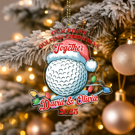 Custom Name Golf Couple Acrylic Ornament Christmas Gift