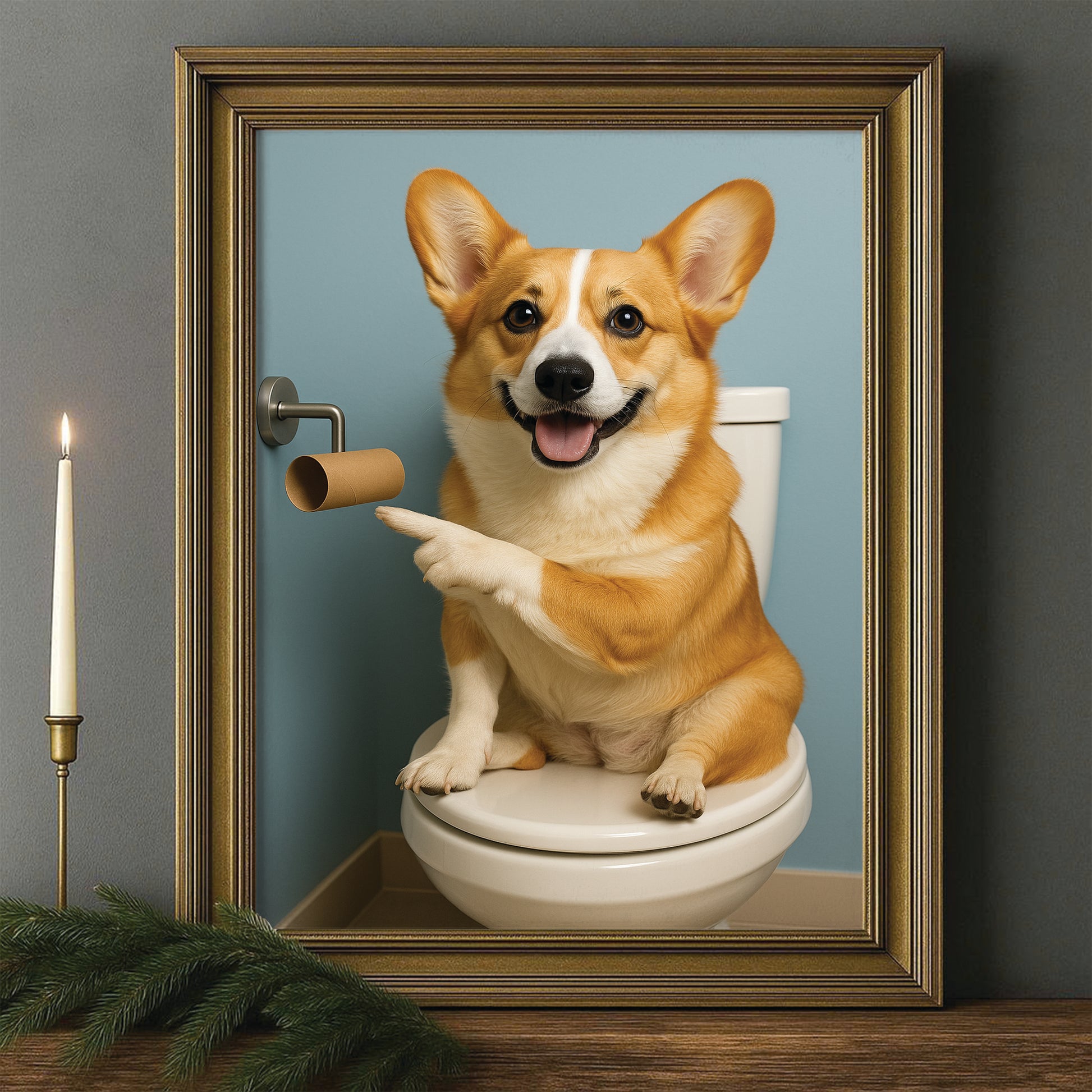Custom Photo Dog Bathroom Style 33 Canvas Framed Wall Art Gift For Dog Lovers