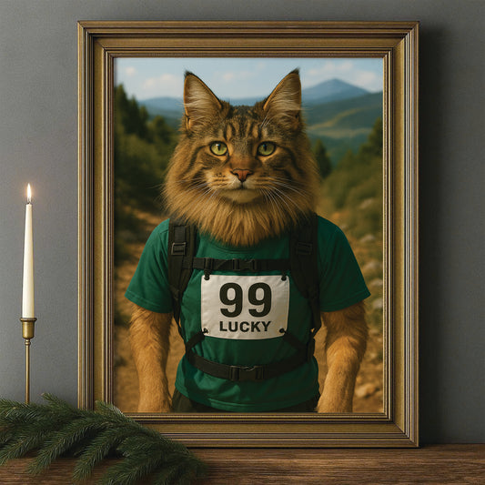 Custom Photo Trail Runner Cat Canvas Framed Wall Art Gift For Cat Lovers