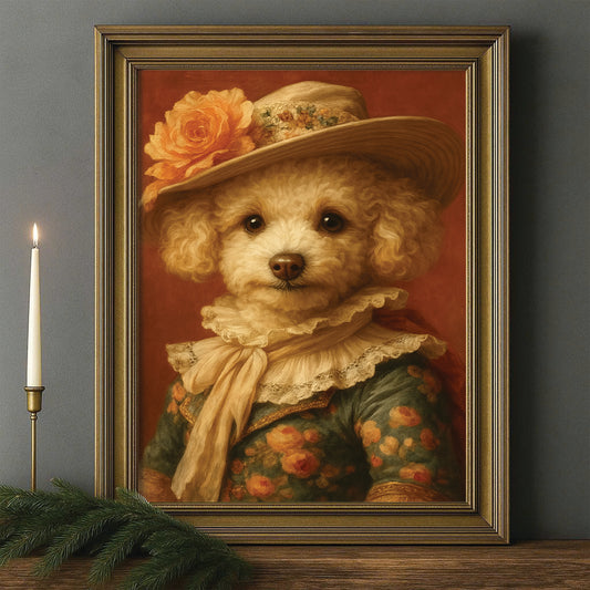 Custom Photo Dog Royal Style 05 Canvas Framed Wall Art Gift For Dog Lovers