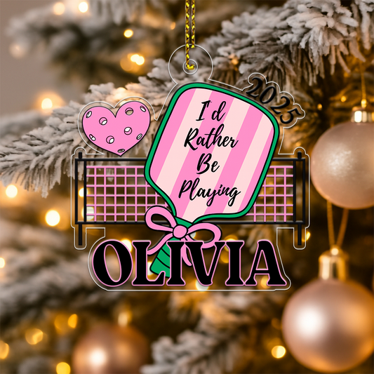 Personalized Pickleball For Girl Acrylic Ornament Christmas Gift