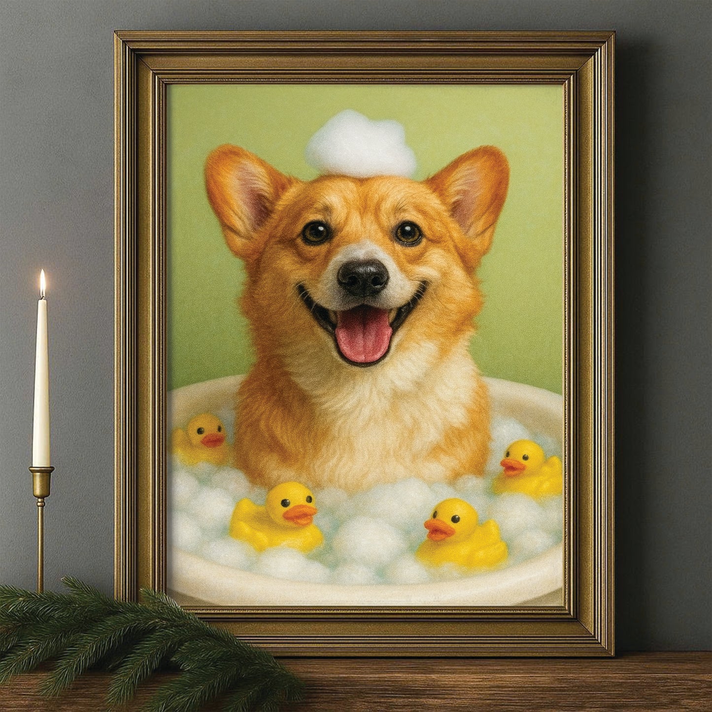 Custom Photo Dog Bathroom Style 25 Canvas Framed Wall Art Gift For Dog Lovers