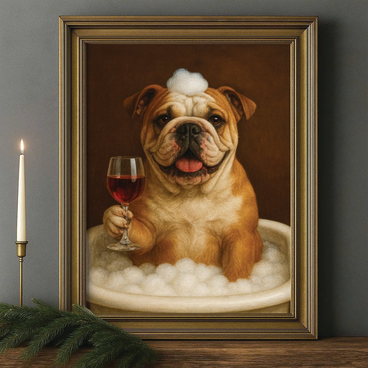 Custom Photo Dog Bathroom Style 27 Canvas Framed Wall Art Gift For Dog Lovers