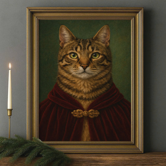 Custom Photo Cat Royal Style 08 Canvas Framed Wall Art Gift For Cat Lovers