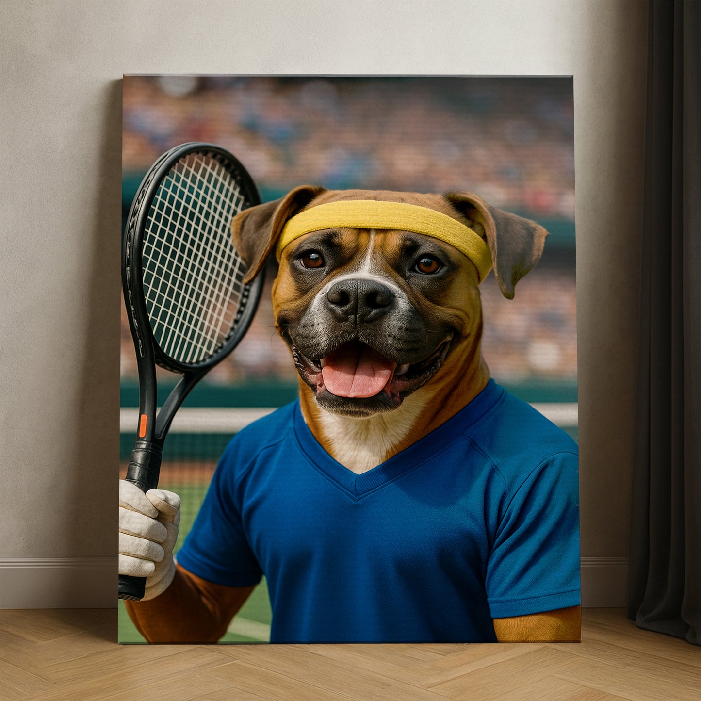 Custom Photo Tennis Player Dog Canvas Gift For Dog Lovers