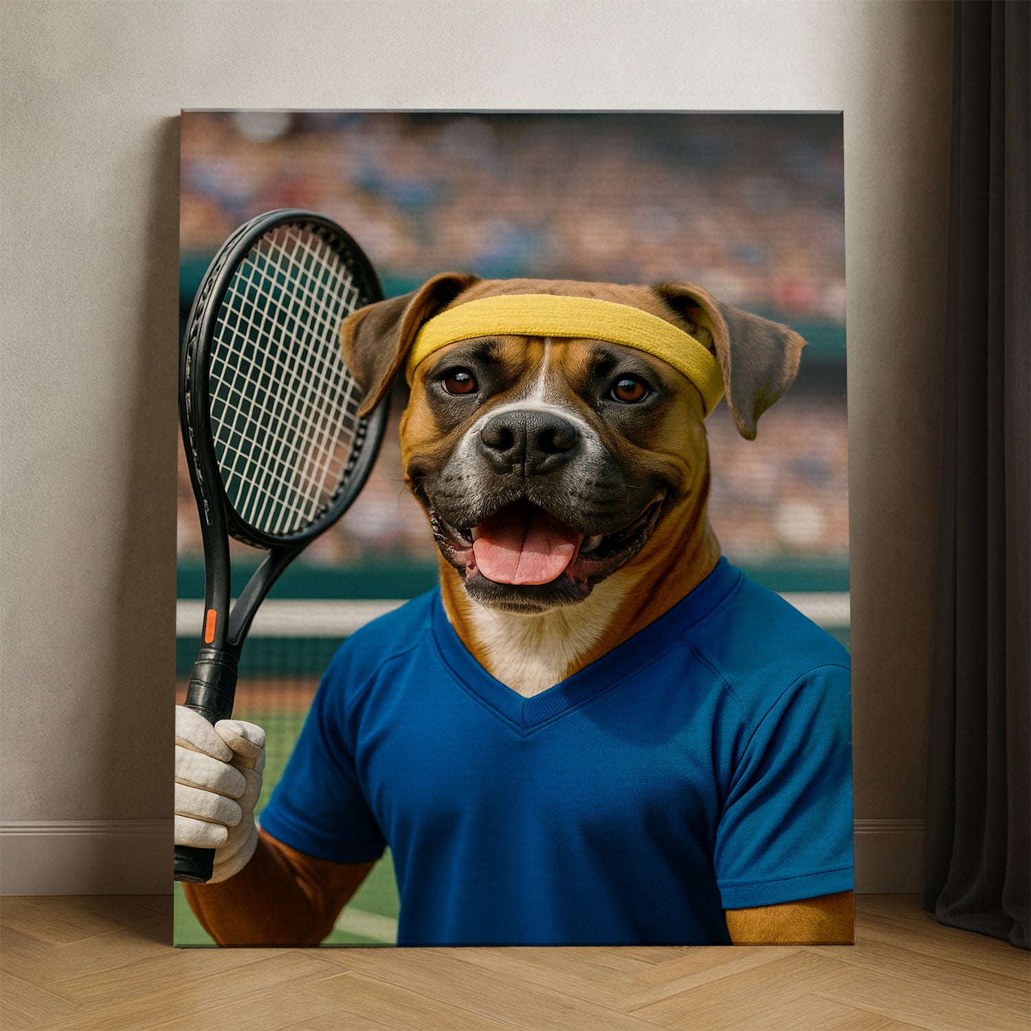 Custom Photo Tennis Player Dog Canvas Gift For Dog Lovers