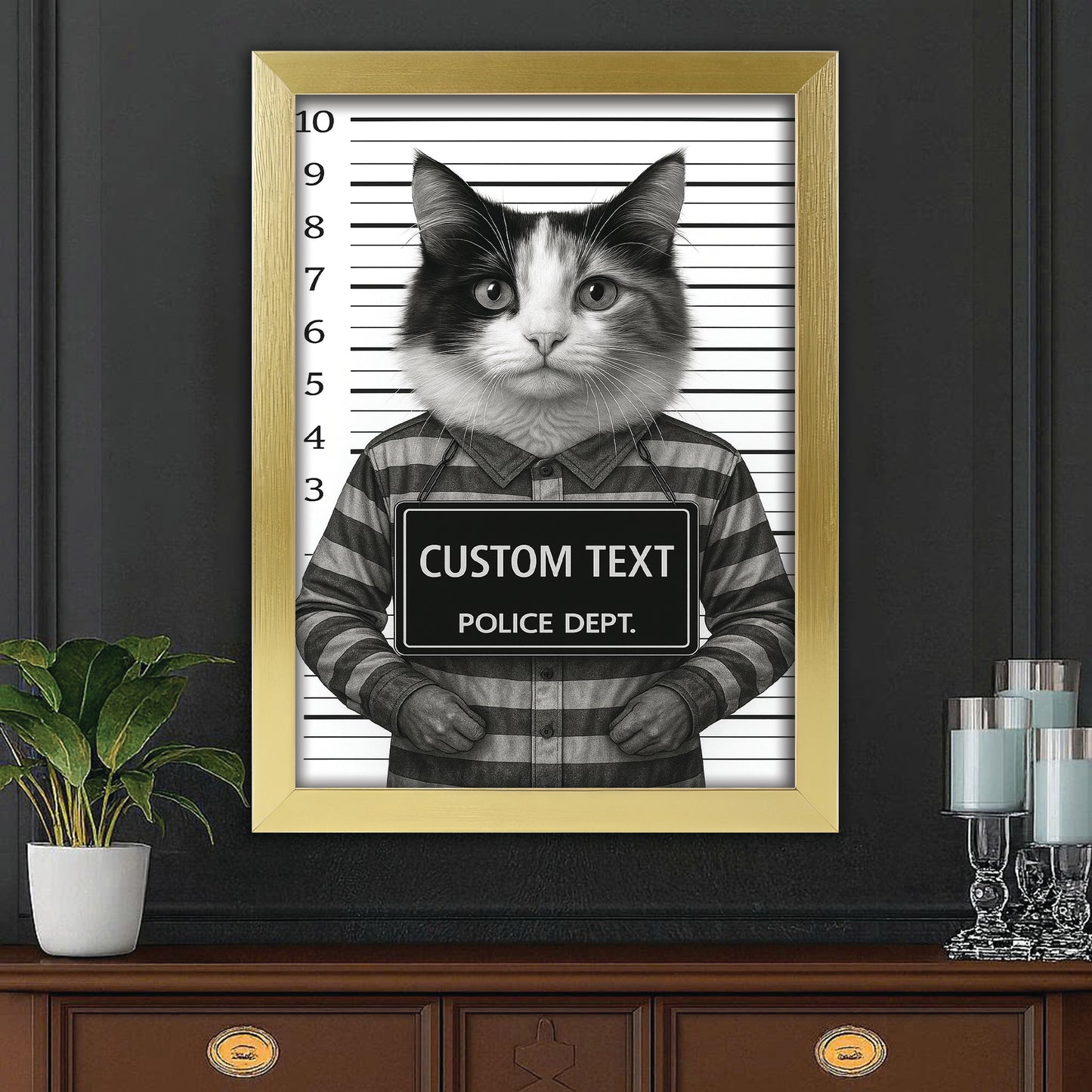 Custom Photo Cat Wanted By Pawlice Canvas Framed Wall Art _ Gifts For Cat Lovers