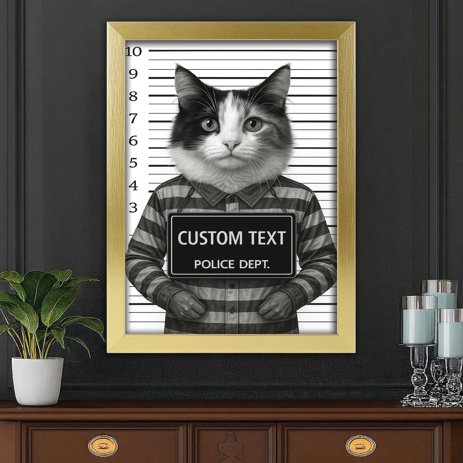 Custom Photo Cat Wanted By Pawlice Canvas Framed Wall Art _ Gifts For Cat Lovers
