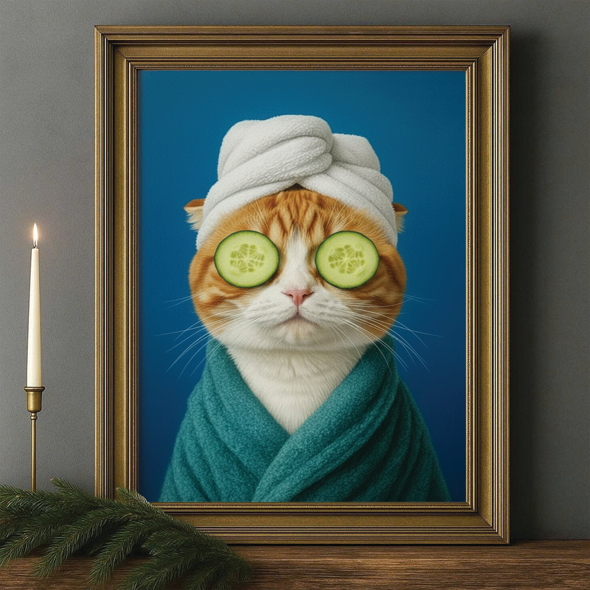 Custom Photo Cat Bathroom Style 21 Canvas Framed Wall Art Gift For Cat Lovers