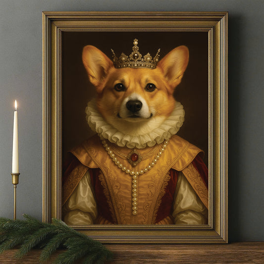 Custom Photo Dog Queen Royal Canvas Framed Wall Art Gift For Dog Lovers