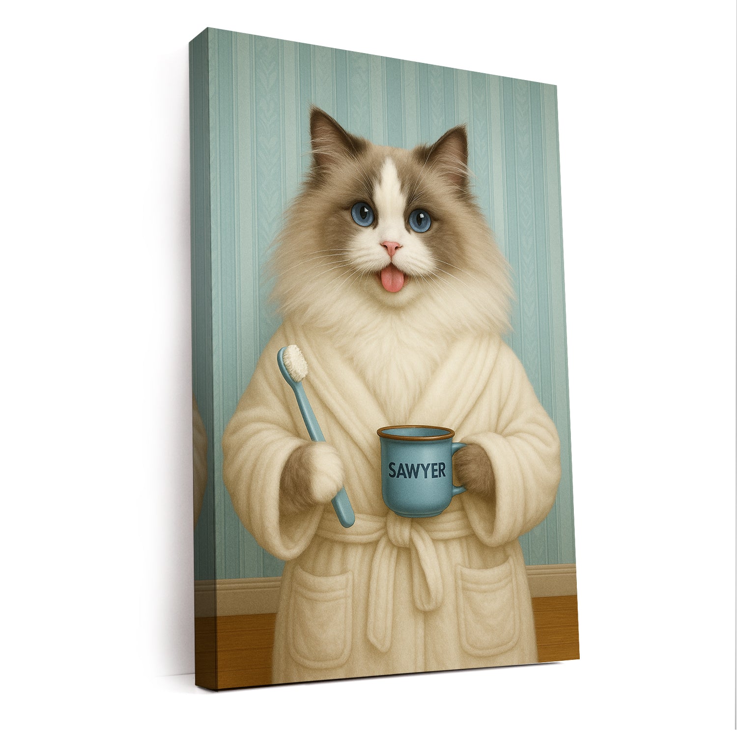 Custom Photo Cat Bathroom Canvas Cat Gifts Lovers