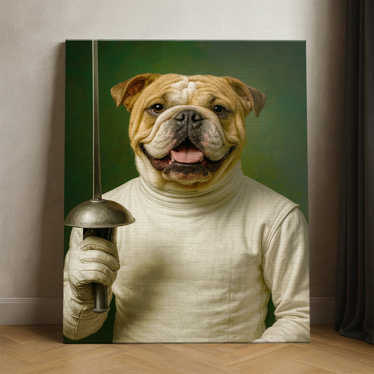 Custom Photo Fencer Dog Canvas Gift For Dog Lovers