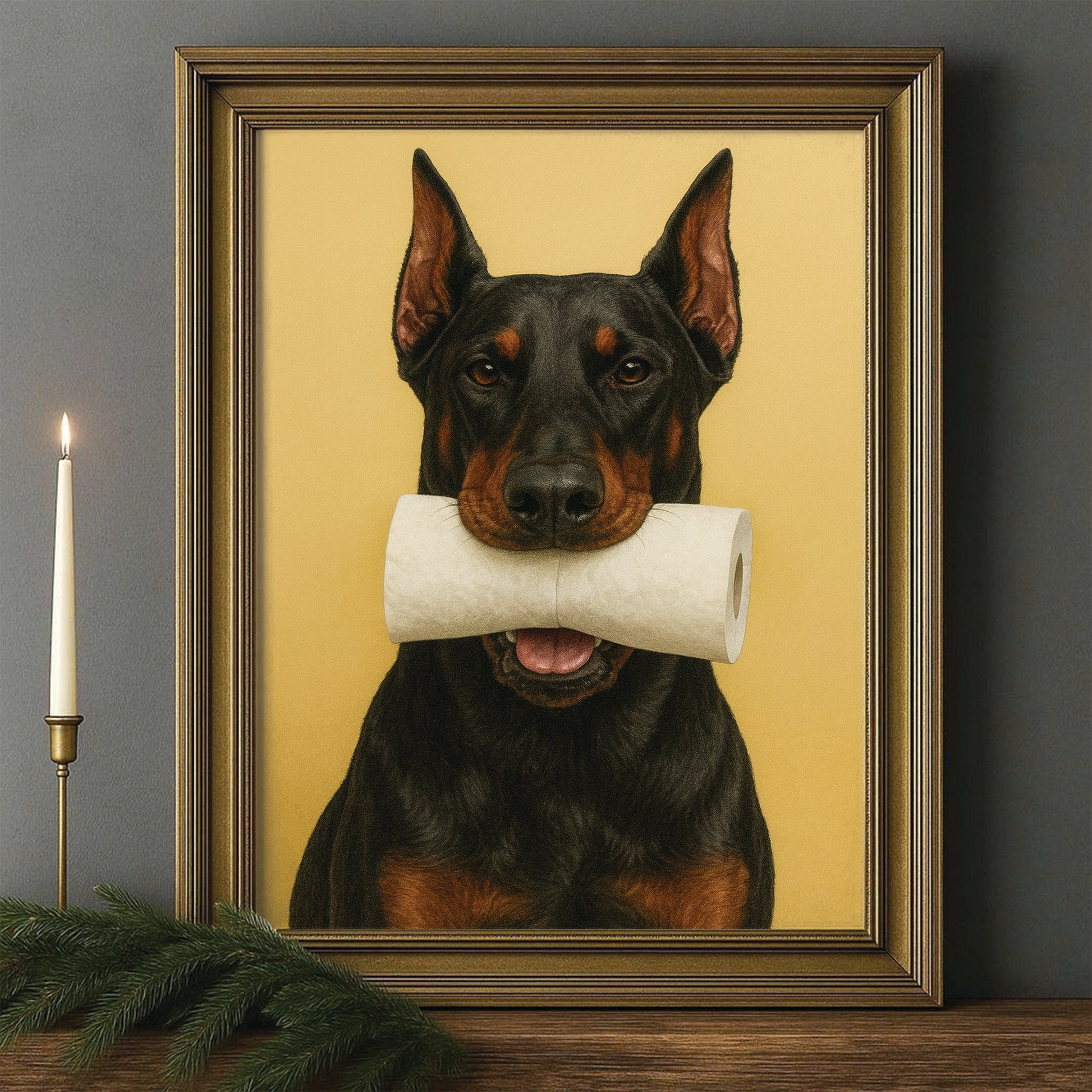 Custom Photo Dog Bathroom Style 23 Canvas Framed Wall Art Gift For Dog Lovers