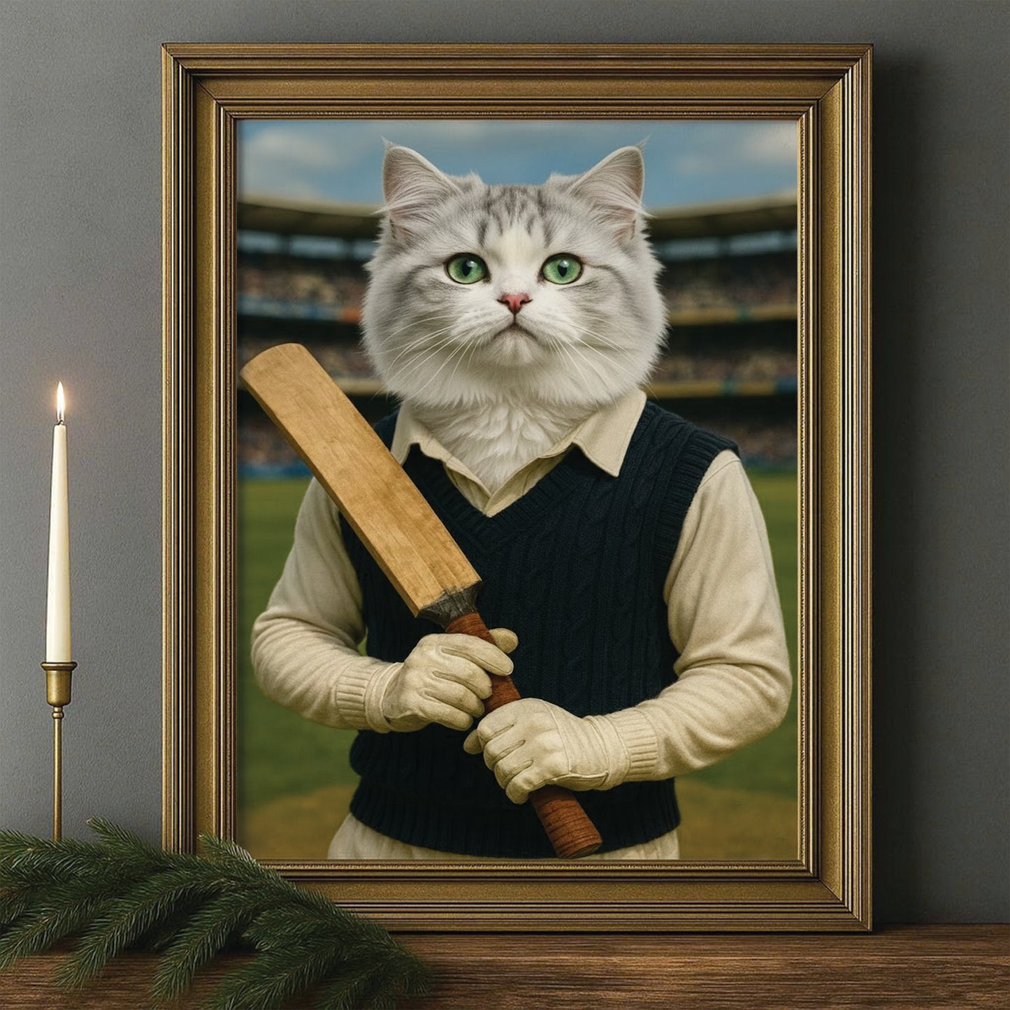Custom Photo Cricket Cat Canvas Framed Wall Art Gift For Cat Lovers