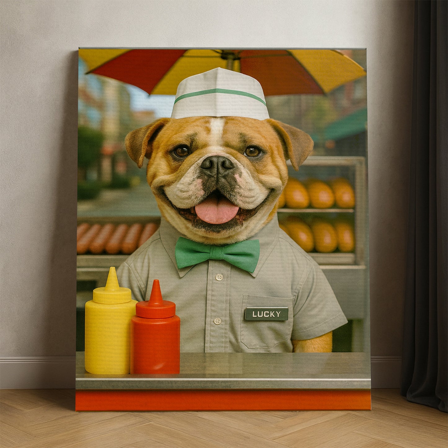 Custom Photo Hot Dog Canvas Gift For Dog Lovers