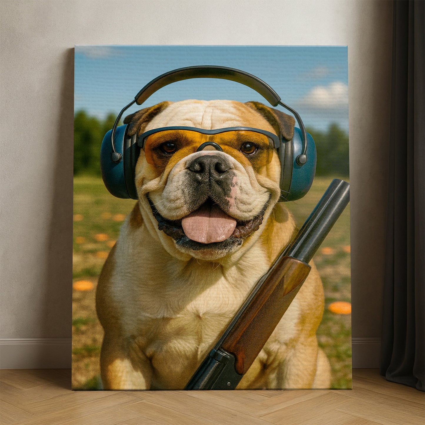 Custom Photo Clay Shooter Dog Canvas Gift For Dog Lovers