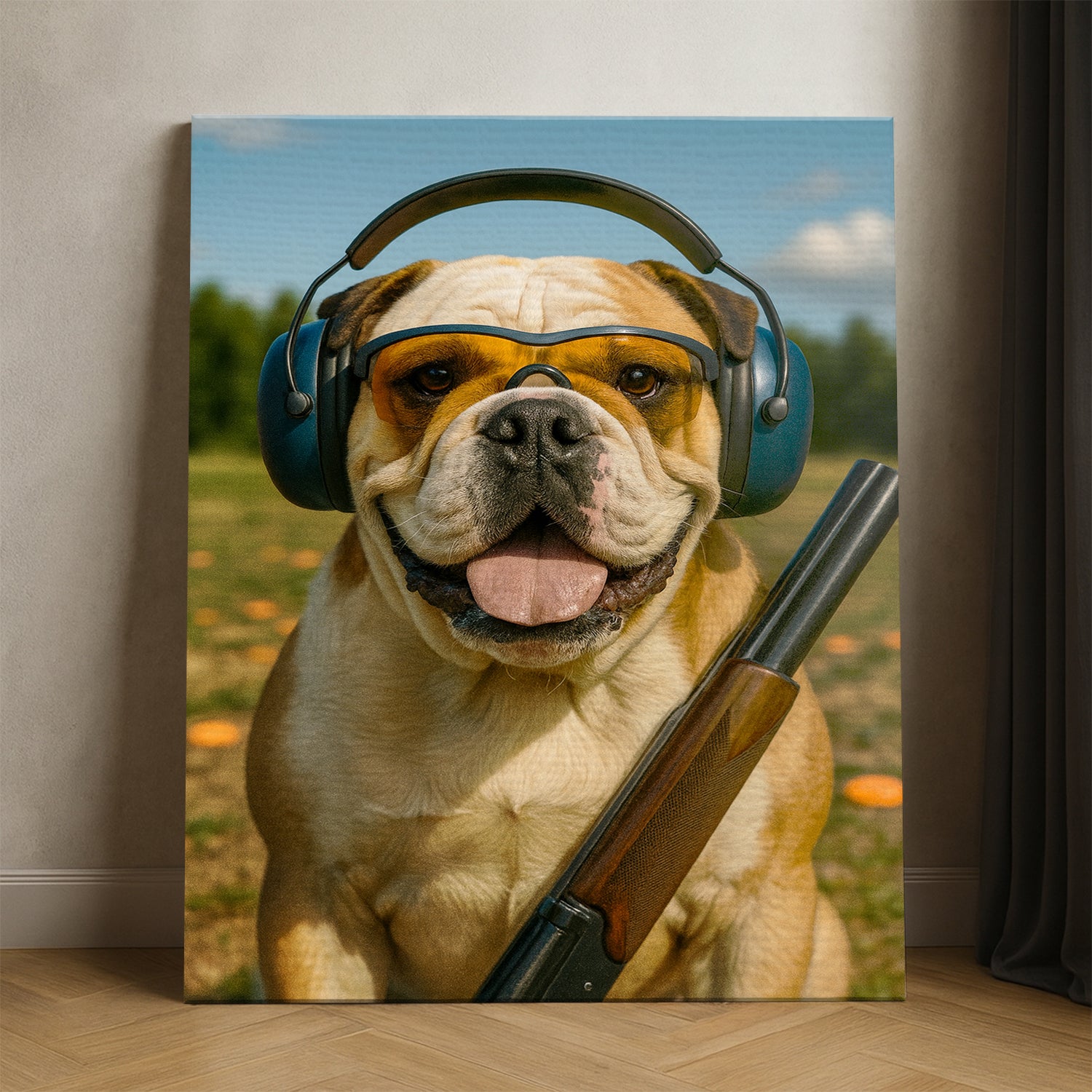 Custom Photo Clay Shooter Dog Canvas Gift For Dog Lovers