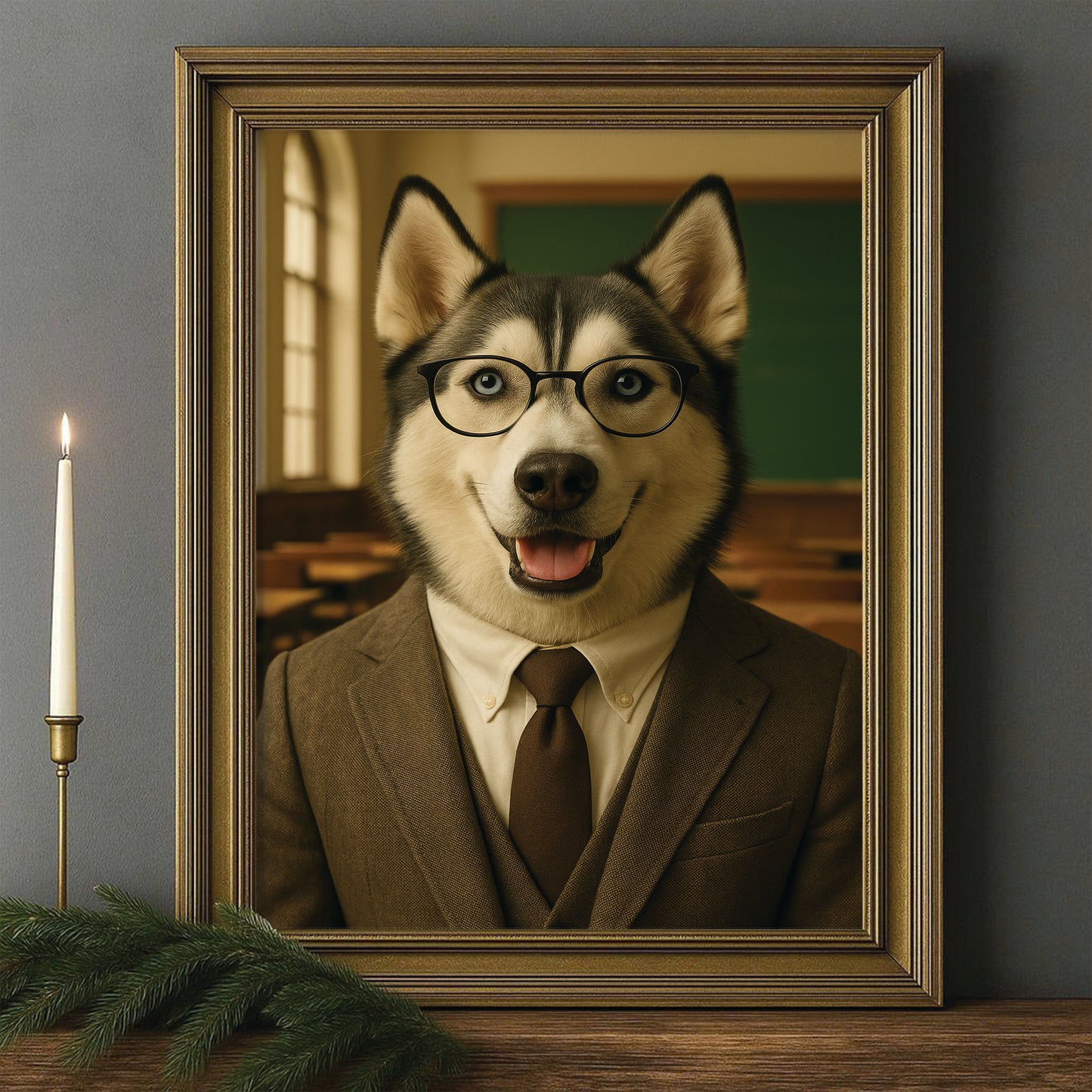 Custom Photo Teacher Dog Canvas Framed Wall Art Gift For Dog Lovers